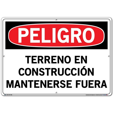 Vestil Aluminum Sign, 14-1/2" Height, 20-1/2" Width, Aluminum, Rectangle, Spanish SI-D-38-E-AL-040-S